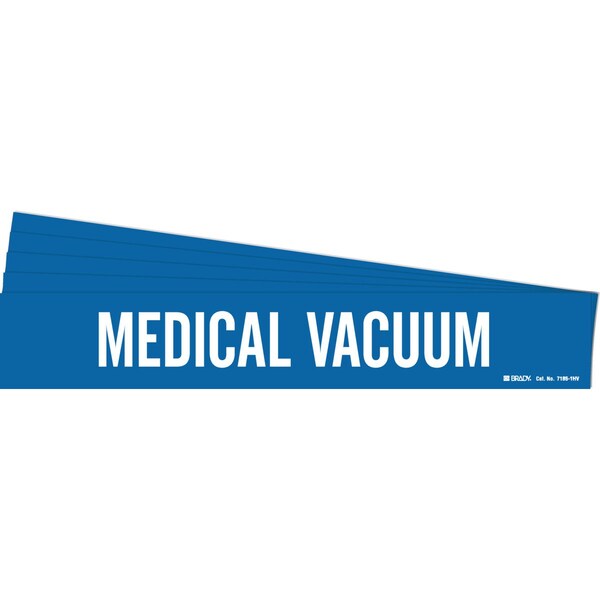 MEDICAL VACUUM Pipe Marker Style 1HV White on Blue 1 per Card, 5 PK